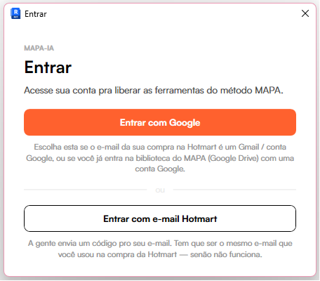 Janela de login